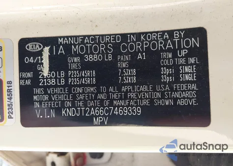 2012 Kia Soul +/!/Sport from USA, damaged, VIN KNDJT2A66C7469339